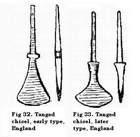 Tanged chisels, early and late types, England